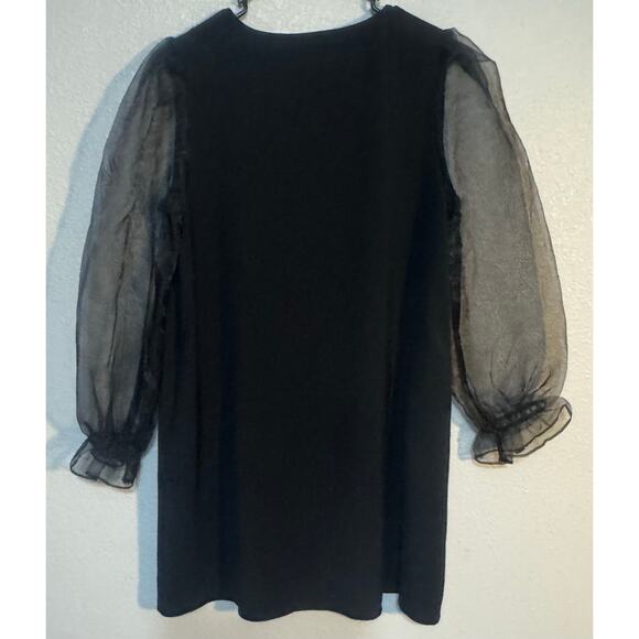 Jodilf Women’s Dress Large Black Sheath Semi Formal Sheer Long Sleeve V-Neck - Picture 6 of 6